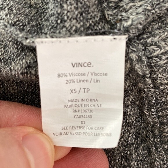 Vince Viscose Linen Longline Button Front Gray Cardigan Pockets Long Sleeves - Picture 10 of 16